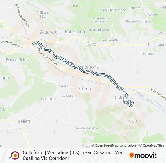 Percorso linea bus COTRAL