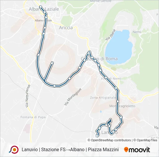 Percorso linea bus COTRAL