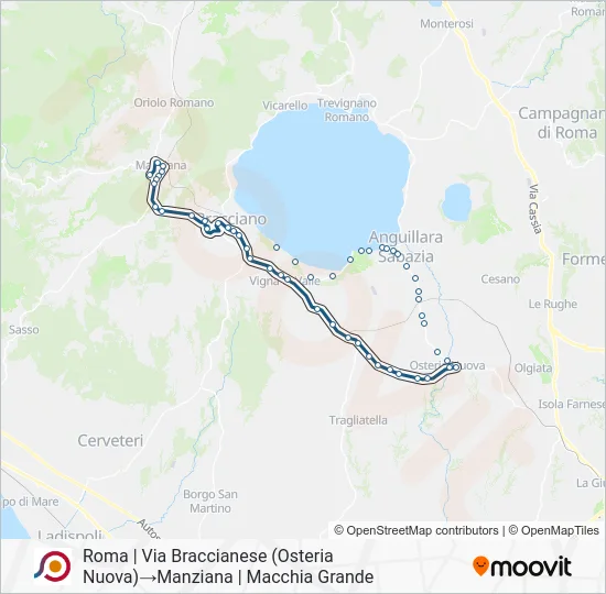 Percorso linea bus COTRAL