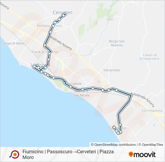 Percorso linea bus COTRAL