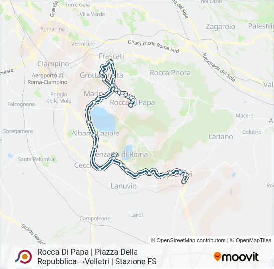 Percorso linea bus COTRAL