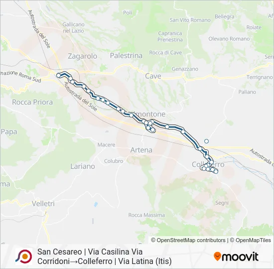 Percorso linea bus COTRAL