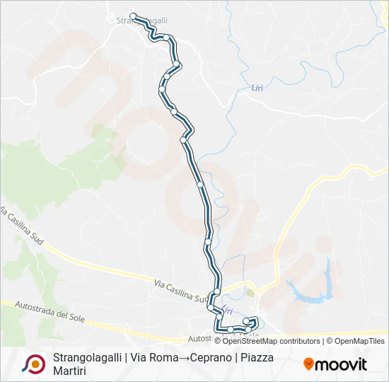 Percorso linea bus COTRAL