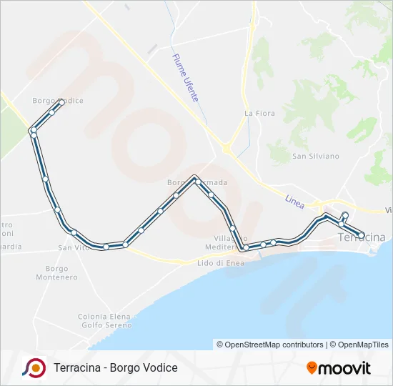 Percorso linea bus COTRAL