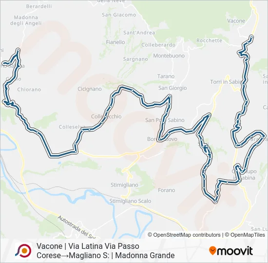 Percorso linea bus COTRAL