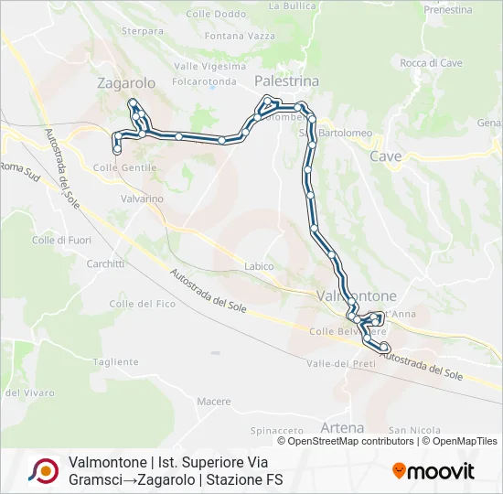 Percorso linea bus COTRAL