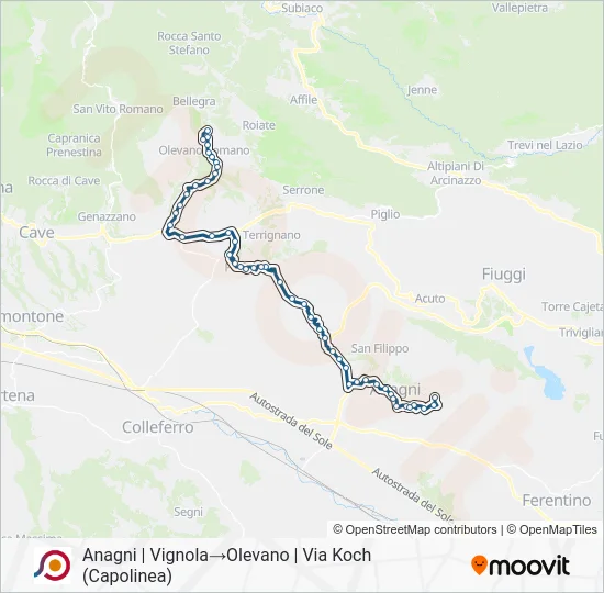 Percorso linea bus COTRAL