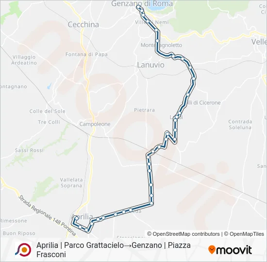 Percorso linea bus COTRAL