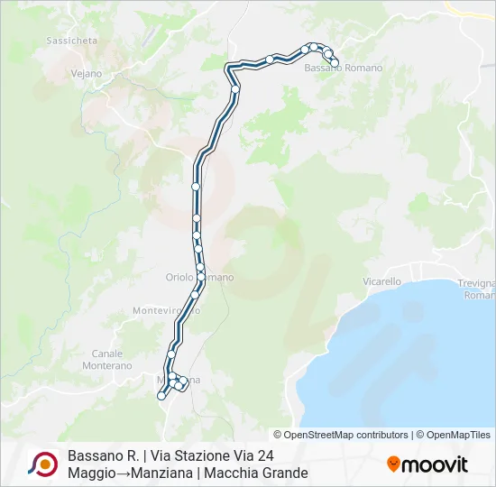 Percorso linea bus COTRAL
