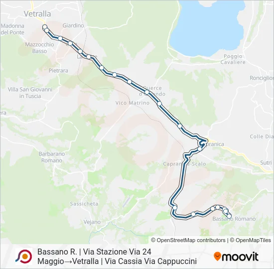 Percorso linea bus COTRAL