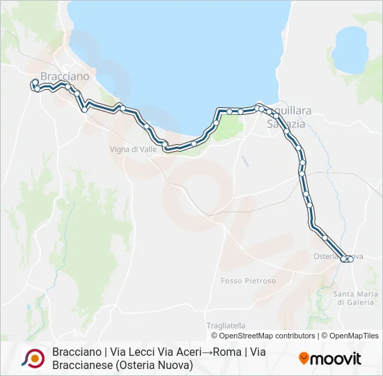 Percorso linea bus COTRAL