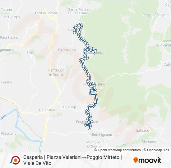 Percorso linea bus COTRAL