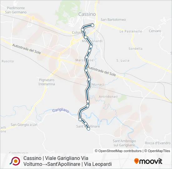 Percorso linea bus COTRAL