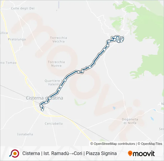Percorso linea bus COTRAL