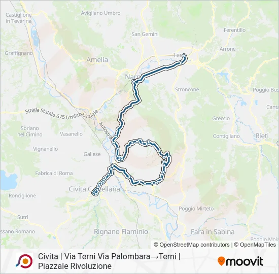 Percorso linea bus COTRAL