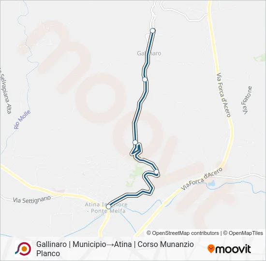 Percorso linea bus COTRAL