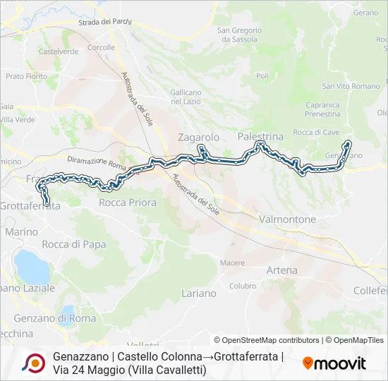 Percorso linea bus COTRAL