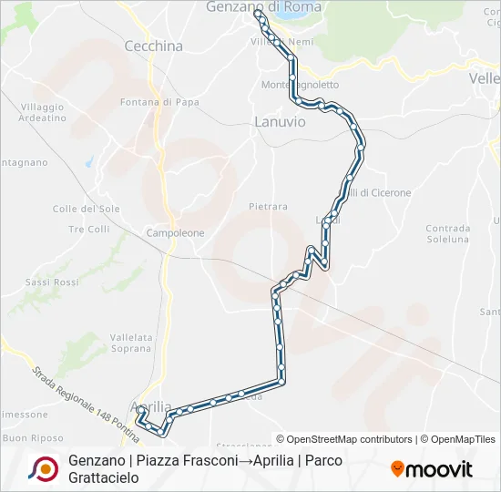 Percorso linea bus COTRAL