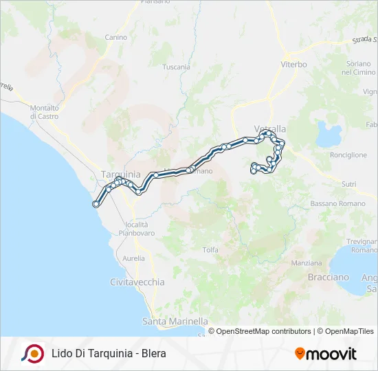 Percorso linea bus COTRAL