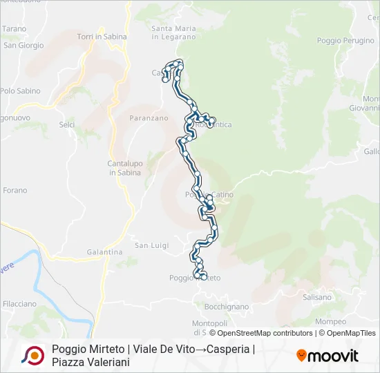 Percorso linea bus COTRAL