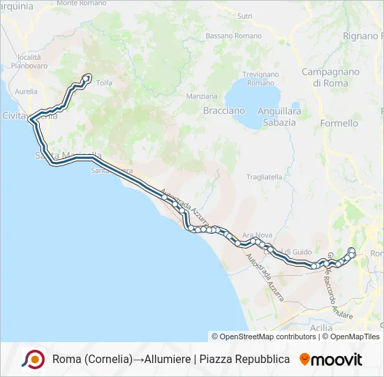 Percorso linea bus COTRAL