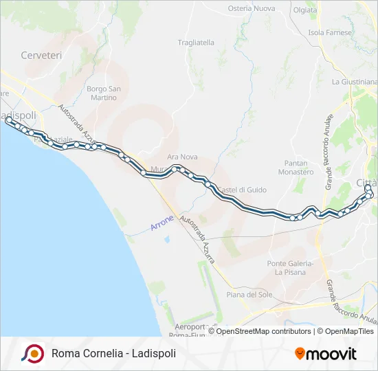 Percorso linea bus COTRAL