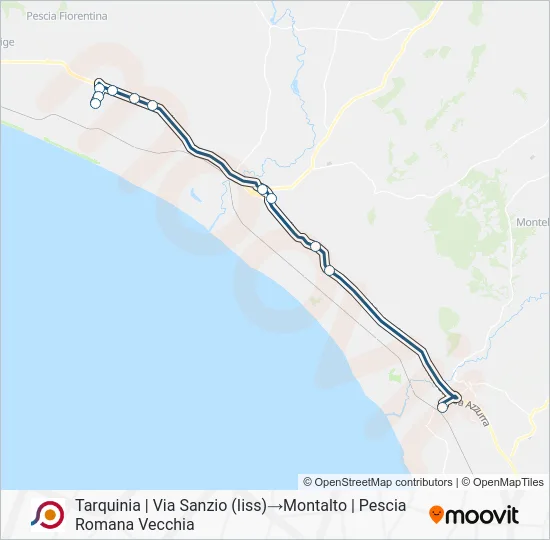 Percorso linea bus COTRAL