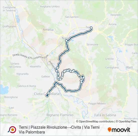 Percorso linea bus COTRAL