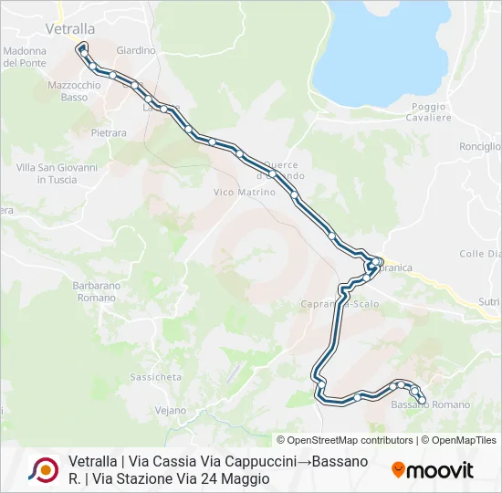 Percorso linea bus COTRAL