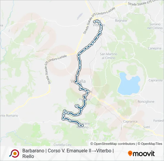 Percorso linea bus COTRAL