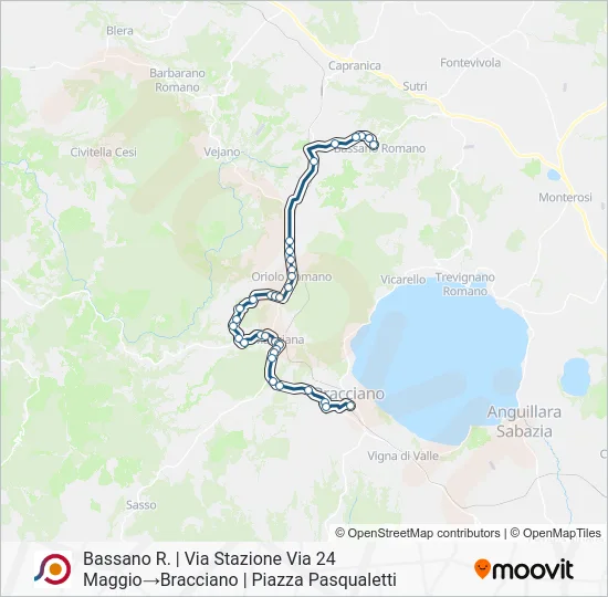 Percorso linea bus COTRAL