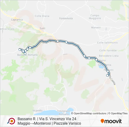 Percorso linea bus COTRAL