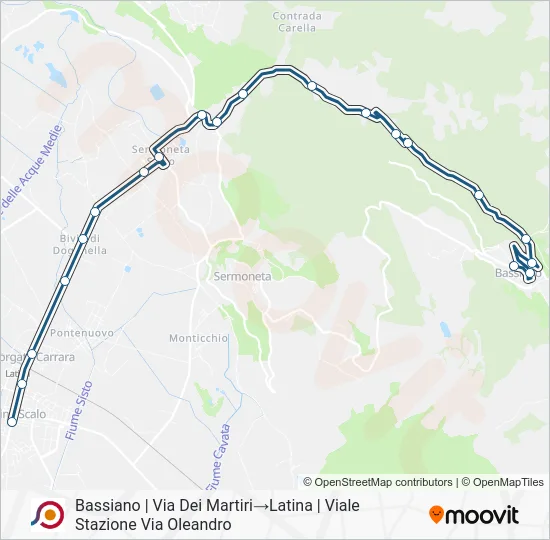 Percorso linea bus COTRAL