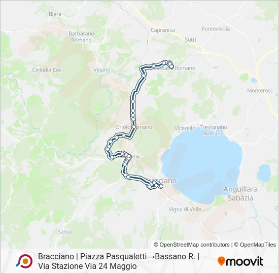 Percorso linea bus COTRAL