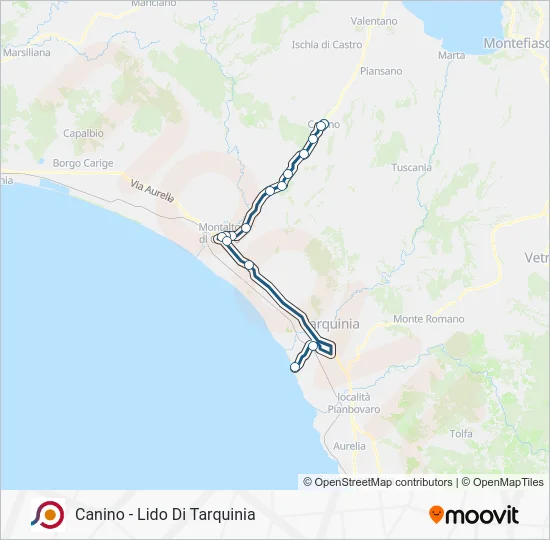 Percorso linea bus COTRAL