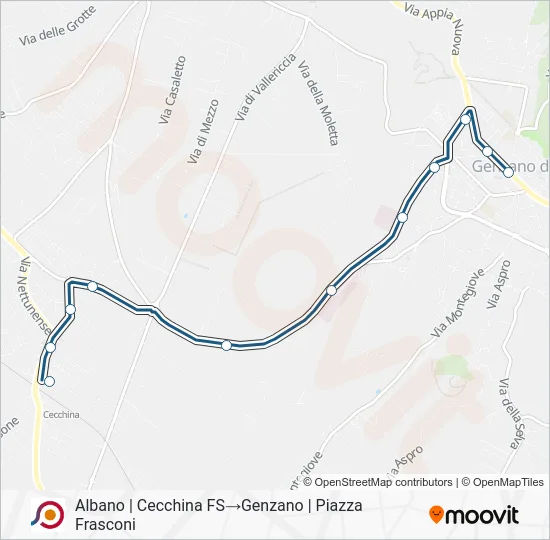 Percorso linea bus COTRAL