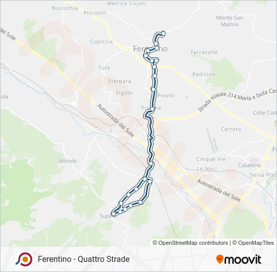 Percorso linea bus COTRAL