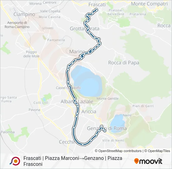 Percorso linea bus COTRAL