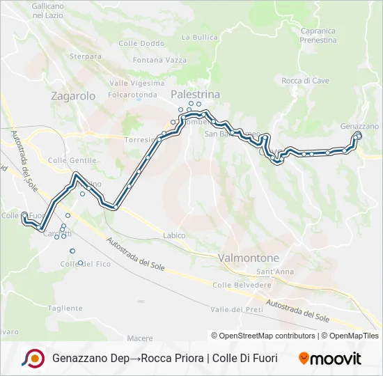 Percorso linea bus COTRAL