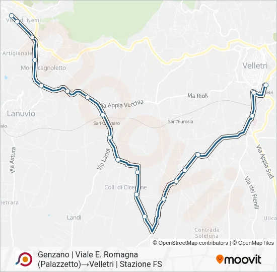 Percorso linea bus COTRAL
