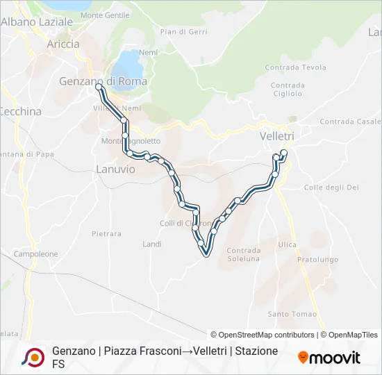 Percorso linea bus COTRAL