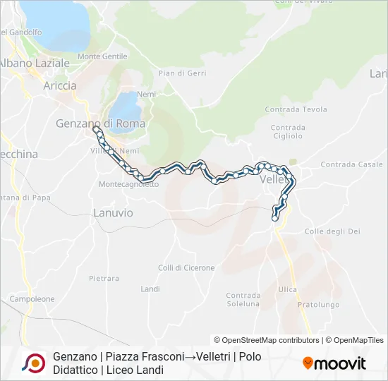 Percorso linea bus COTRAL
