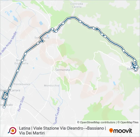 Percorso linea bus COTRAL