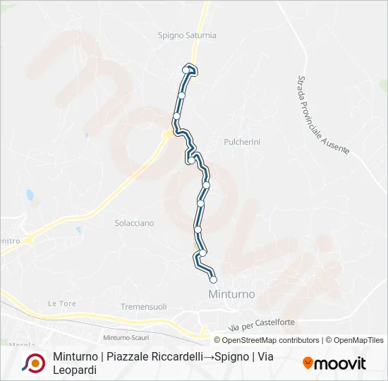 Percorso linea bus COTRAL