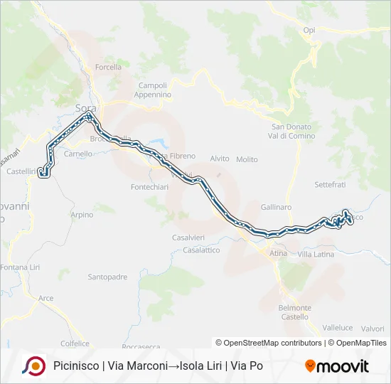 Percorso linea bus COTRAL