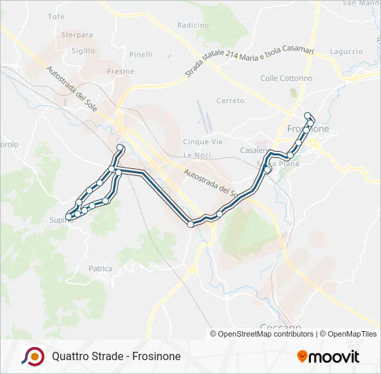 Percorso linea bus COTRAL