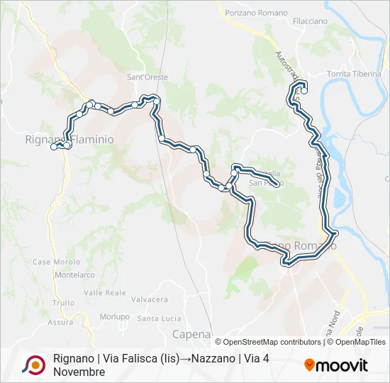 Percorso linea bus COTRAL