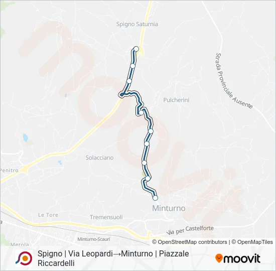 Percorso linea bus COTRAL