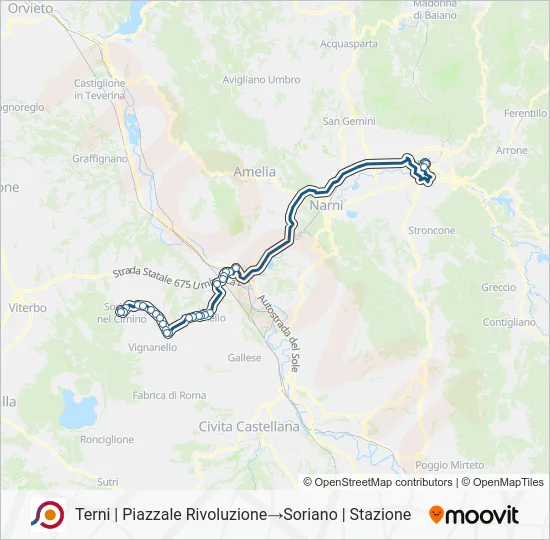 Percorso linea bus COTRAL