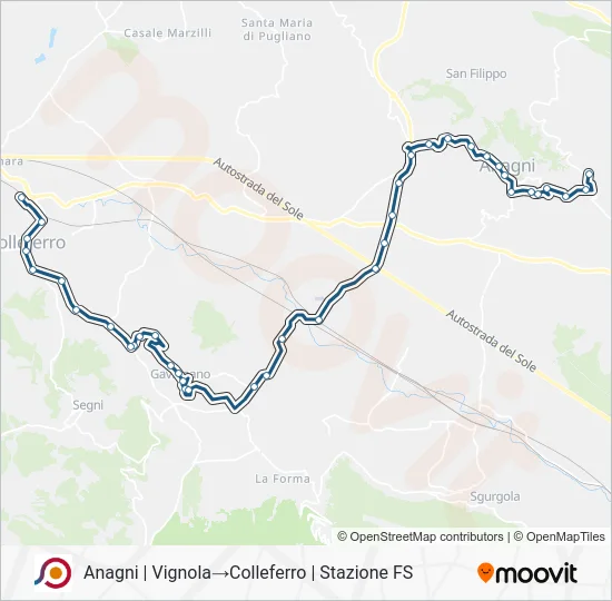 Percorso linea bus COTRAL